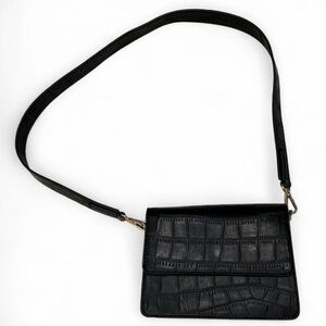 Black Croc Embossed Mini Crossbody Bag Like New